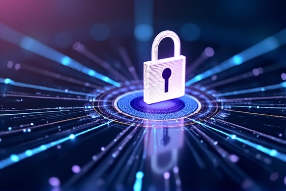 Digital padlock icon on a screen, representing data privacy and account security.