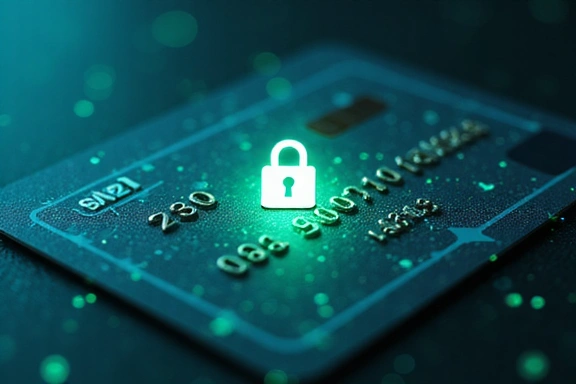 Secure online payment process with credit card and padlock icons.